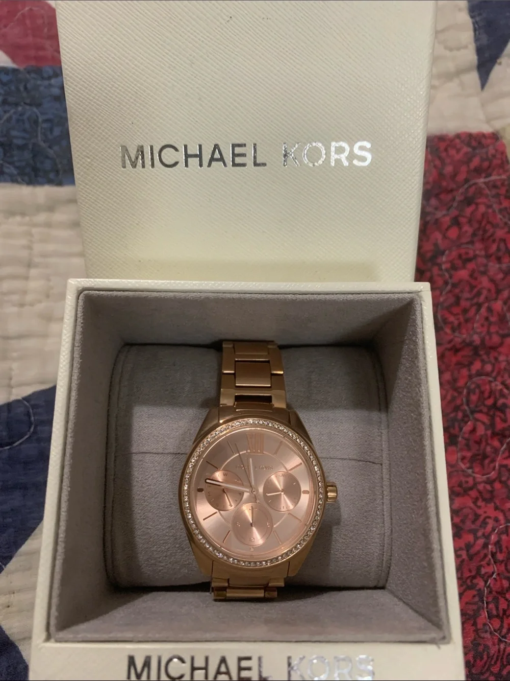 Michael Kors Rose Gold Bracelet Watch with Crystal Bezel